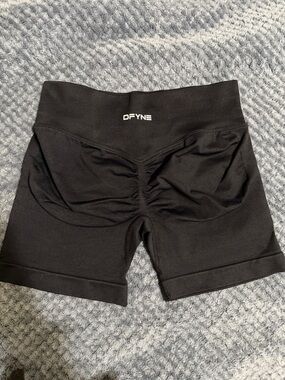 DFYNE impact Black Scrunch High-Waist Bike Shorts